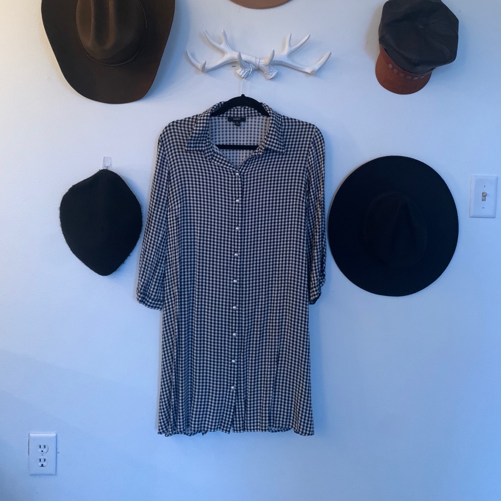 Gingham Button Down Shift Dress